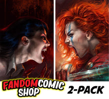 Load image into Gallery viewer, VAMPIRELLA #669 &amp; RED SONJA: EMPIRE OF THE DAMNED #2 (LUCIO PARRILLO EXCLUSIVE SET A)(LIMITED TO 500) ~ Dynamite