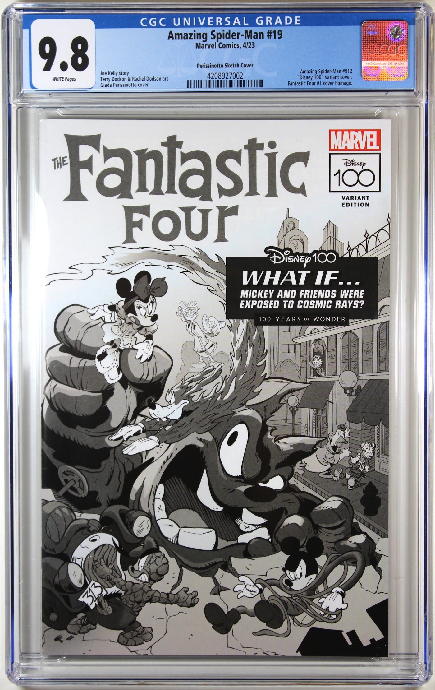 AMAZING SPIDER-MAN #19 (DISNEY 100 B&W 1:100 RATIO VARIANT)(2023) ~ CGC Graded 9.8