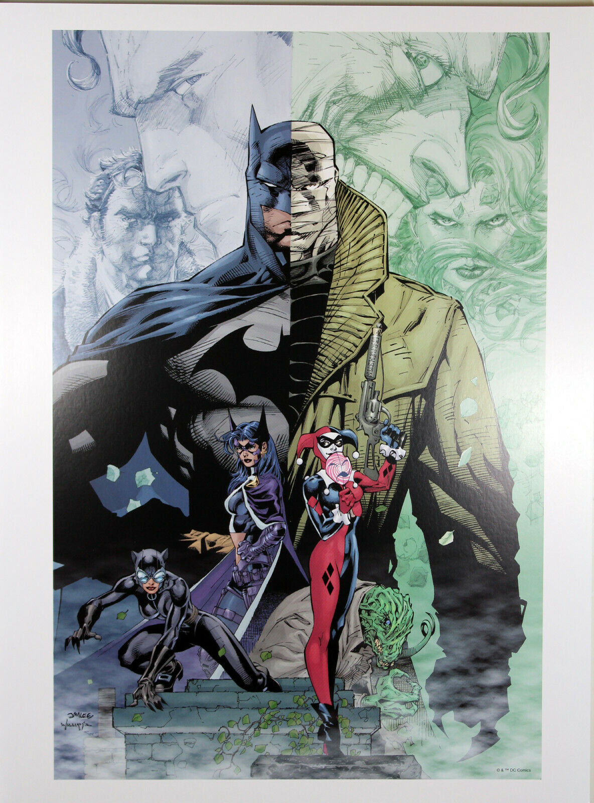 BATMAN HUSH ART PRINT by Jim Lee ~ 12" x 16" ~ Great Condition