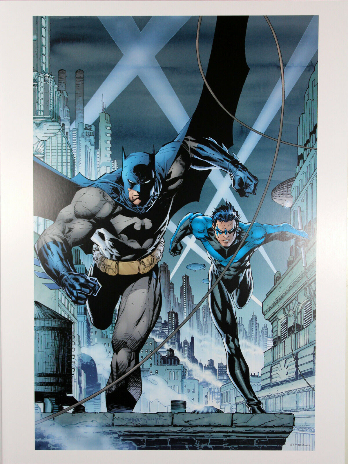 BATMAN & NIGHTWING ART PRINT by Jim Lee ~ 12" x 16" ~ Great Condition