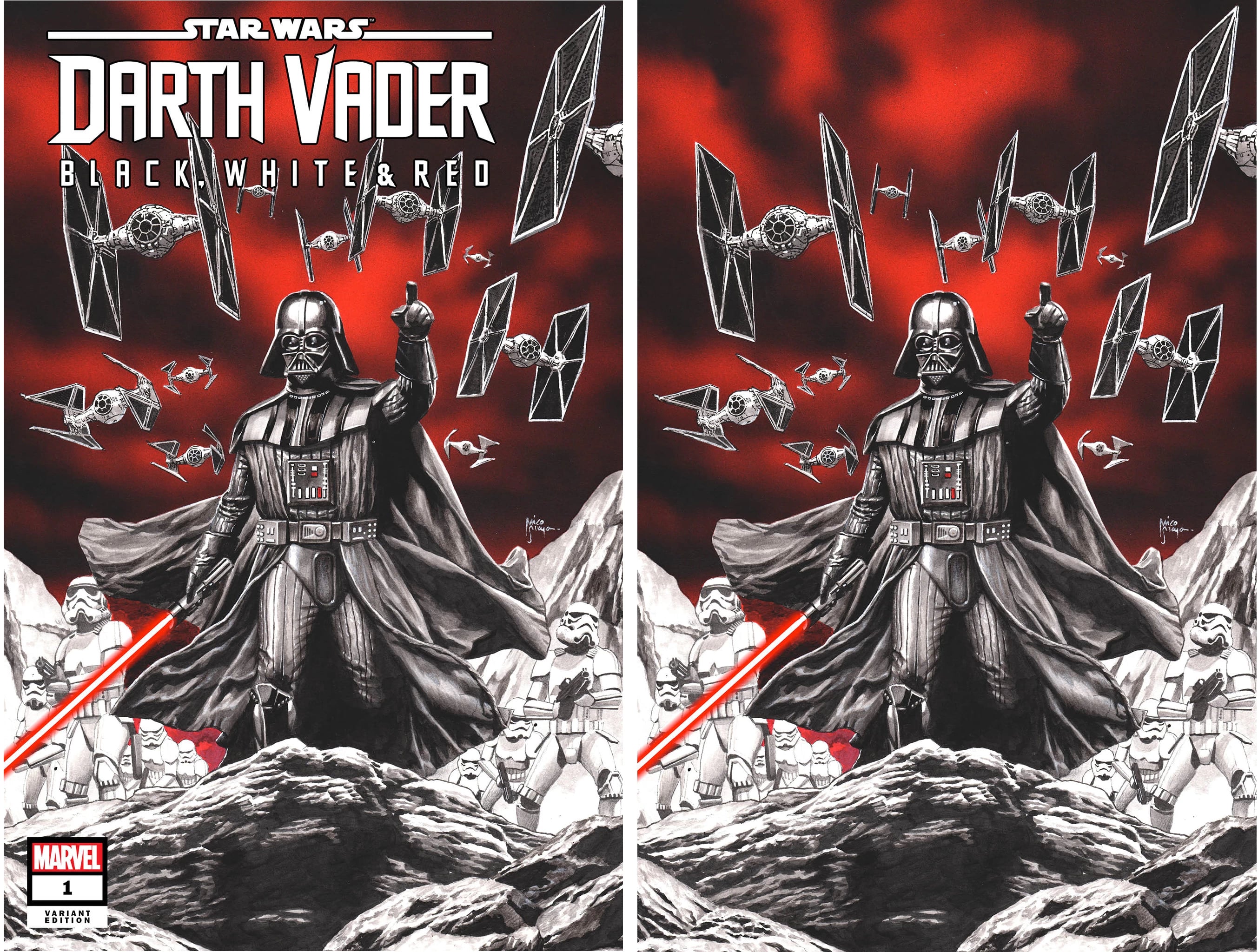 STAR WARS ~ DARTH VADER: BLACK, WHITE & RED #1 (MICO SUAYAN EXCLUSIVE TRADE/VIRGIN VARIANT SET)