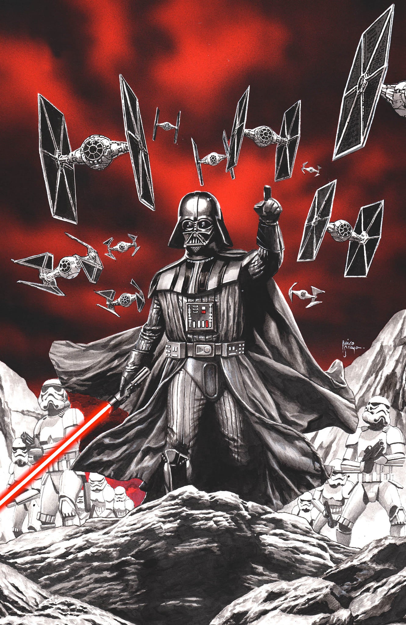 STAR WARS ~ DARTH VADER: BLACK, WHITE & RED #1 (MICO SUAYAN EXCLUSIVE VIRGIN VARIANT)