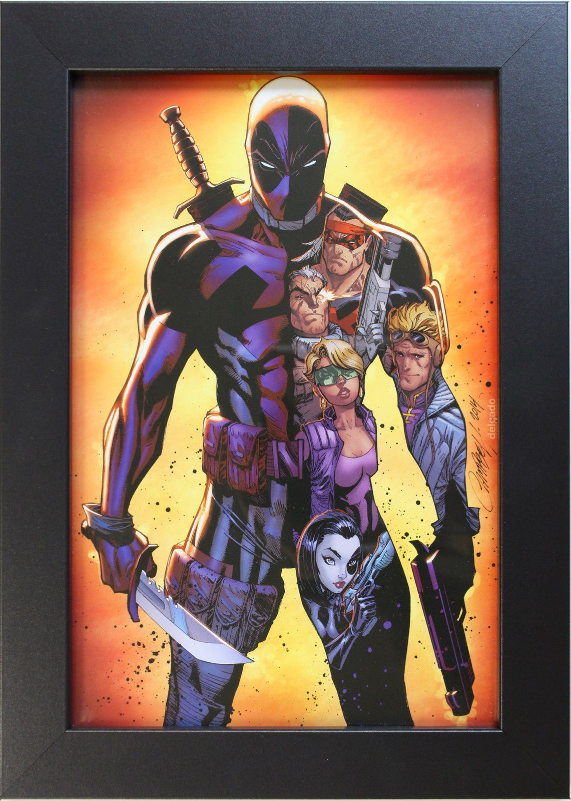 DEADPOOL vs X-FORCE (#1) - by J. Scott Campbell - FRAMED ART - 8 X 12 - (Print)