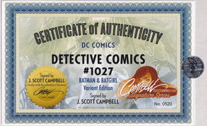 DETECTIVE COMICS #1027 (SIGNED BY J. SCOTT CAMPBELL w/COA) COMIC ~ DC Comics