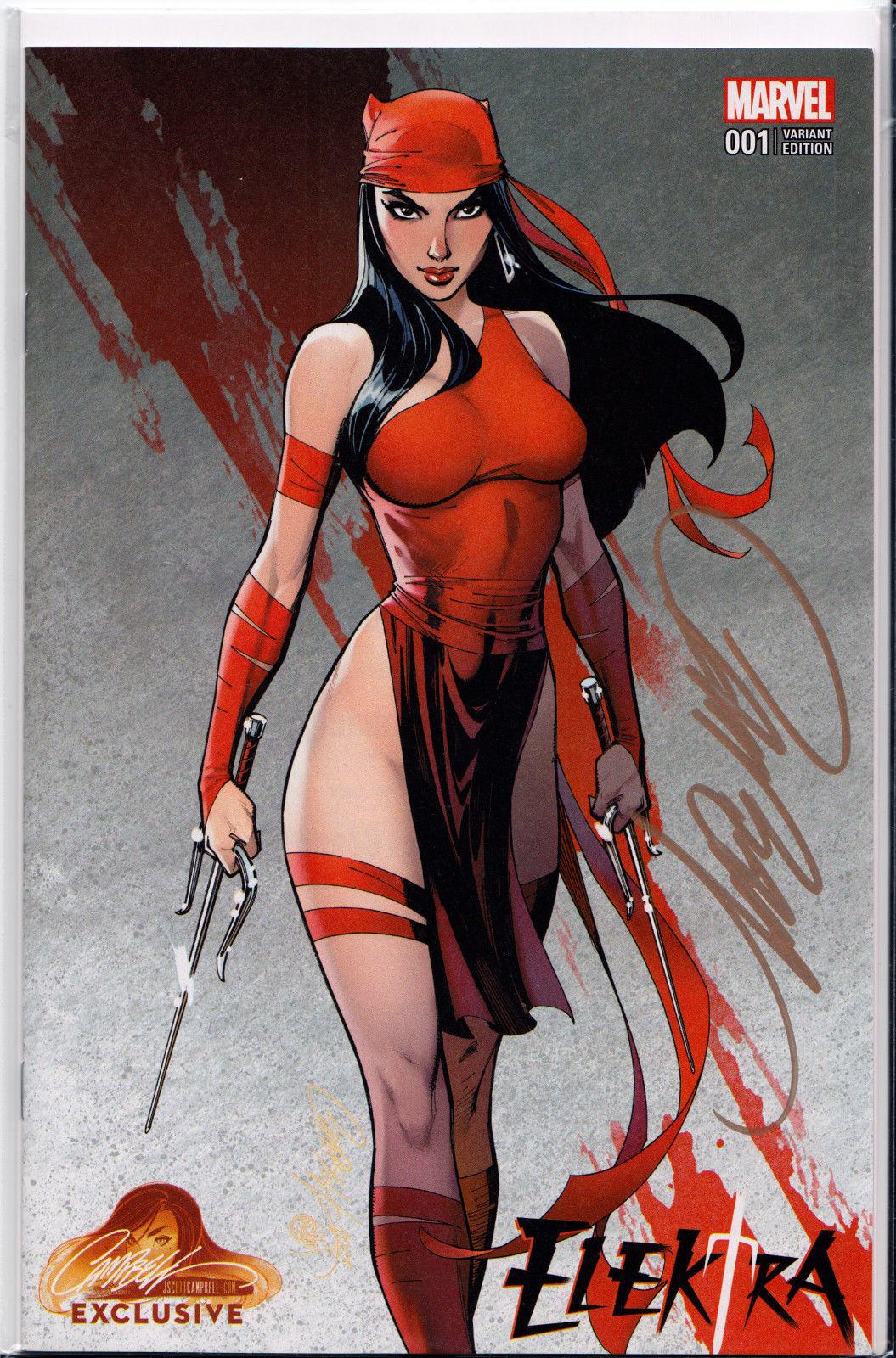 ELEKTRA #1B SIGNED BY J. SCOTT CAMPBELL ~ Marvel Comics