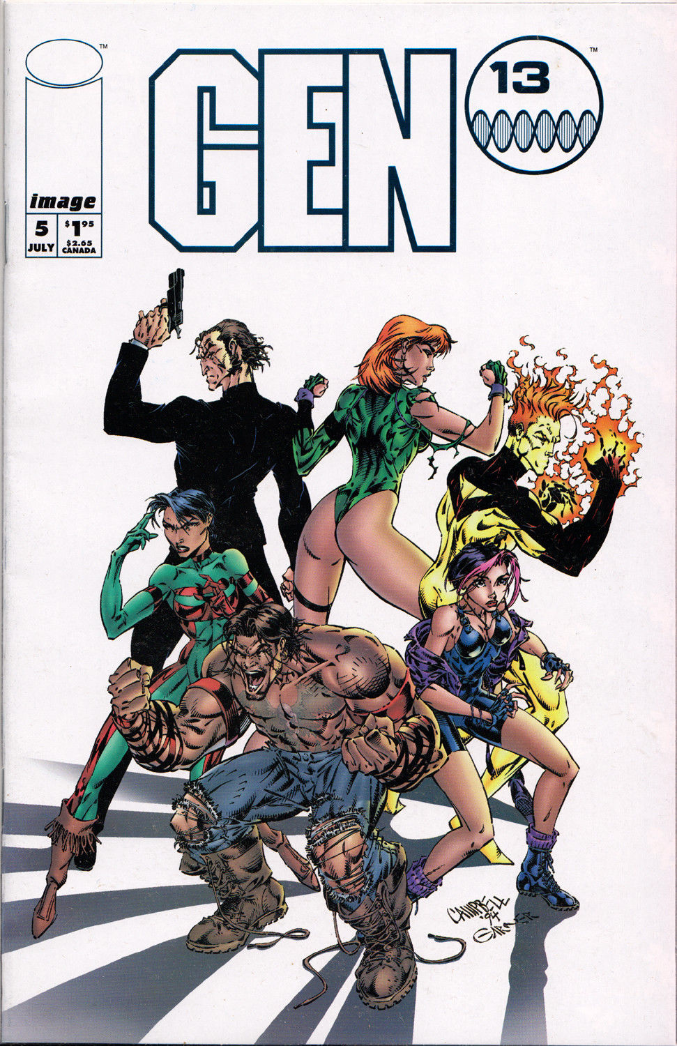 GEN 13 #5 (VOLUME 1) COMIC BOOK ~ Image Comics ~ J. Scott Cambpell Art