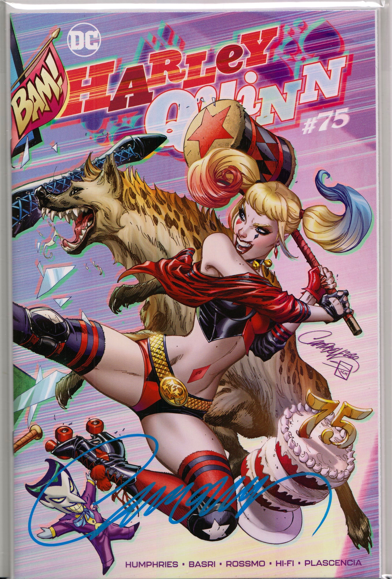 HARLEY QUINN #75B EXCLUSIVE COMIC BOOK ~ SIGNED BY J. SCOTT CAMPBELL w/COA ~ DC