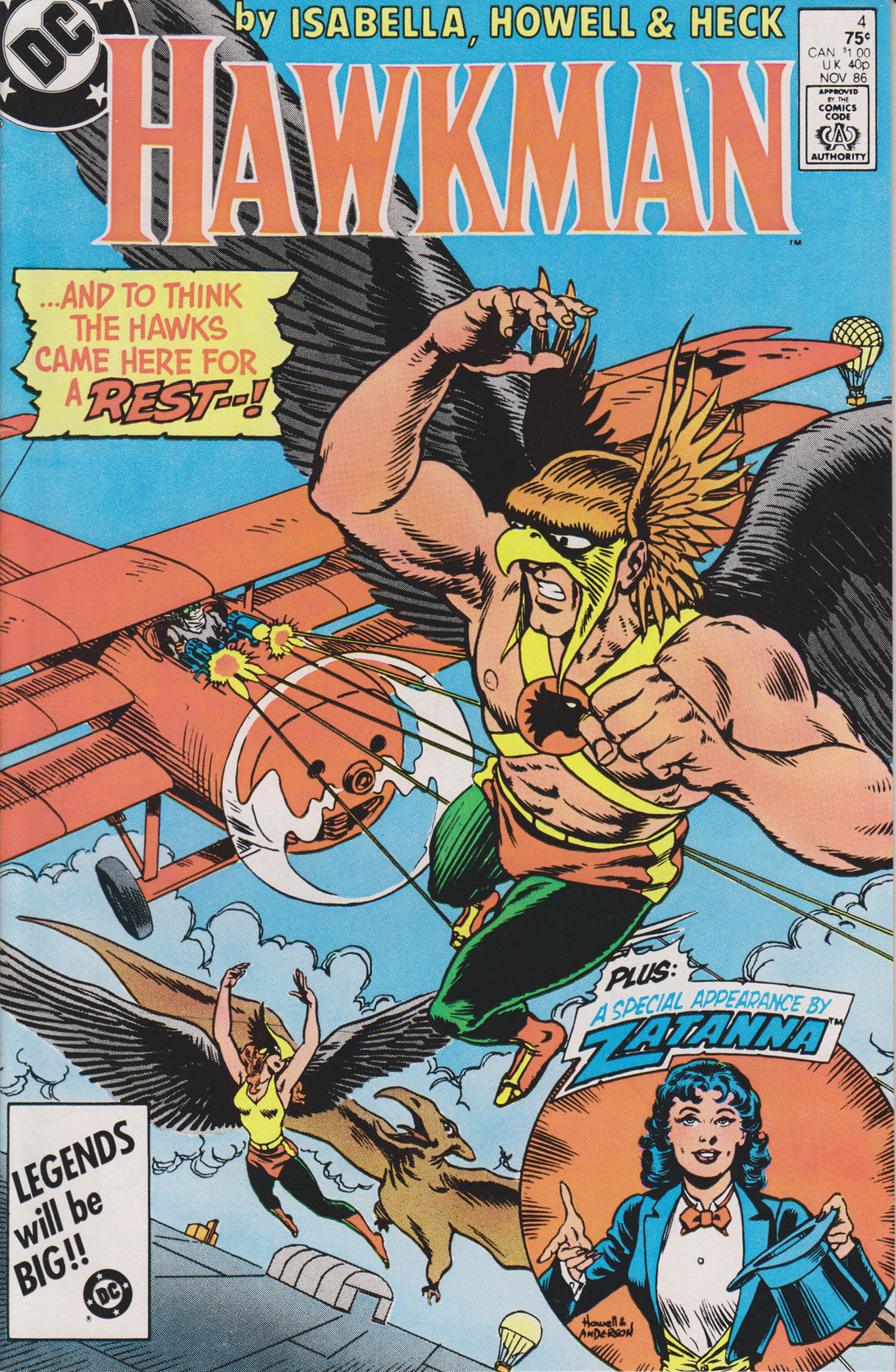 HAWKMAN #4 (1986) COMIC BOOK ~ DC COMICS