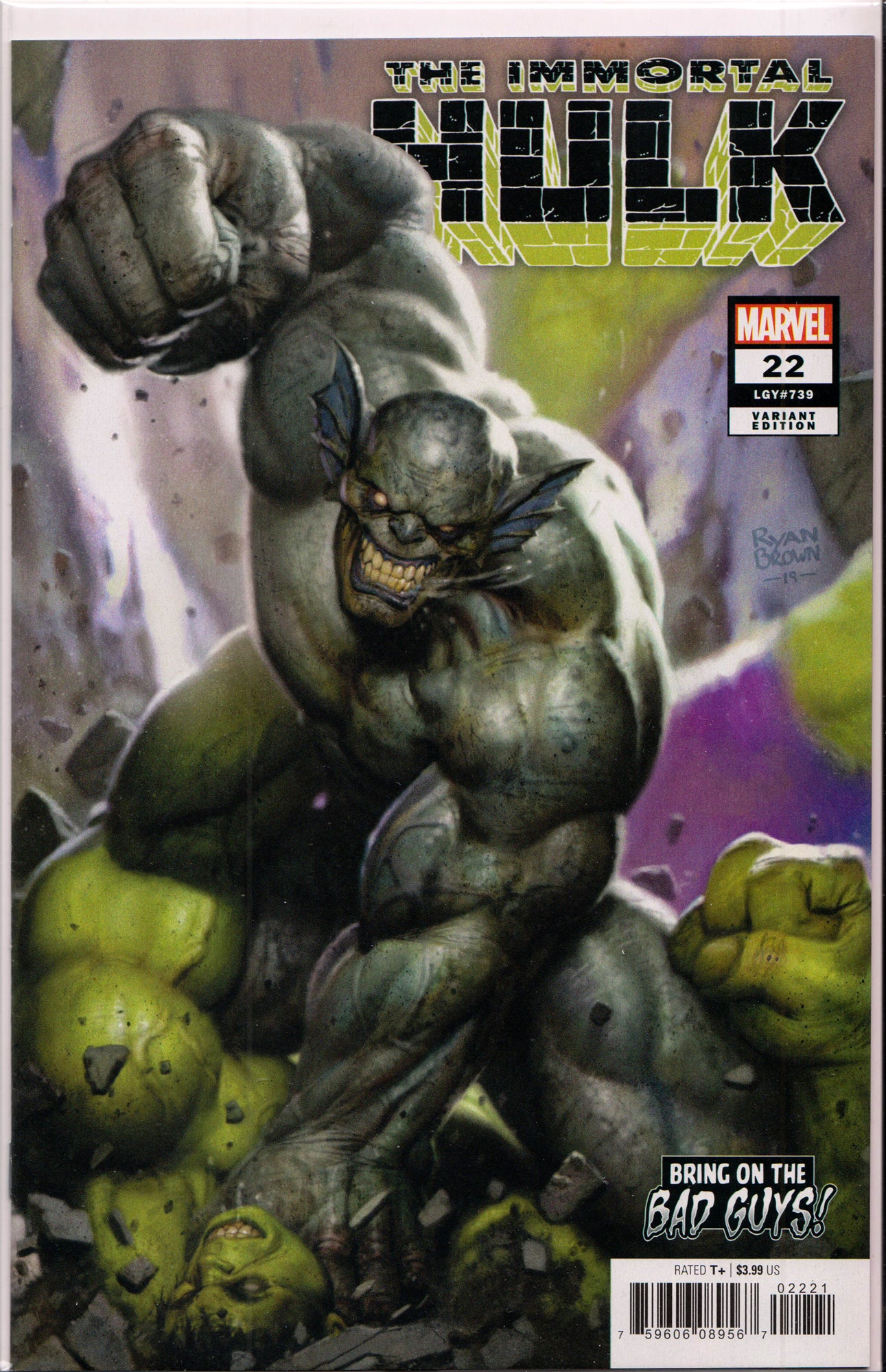 THE IMMORTAL HULK #22 (RYAN BROWN VARIANT) COMIC BOOK ~ Marvel Comics