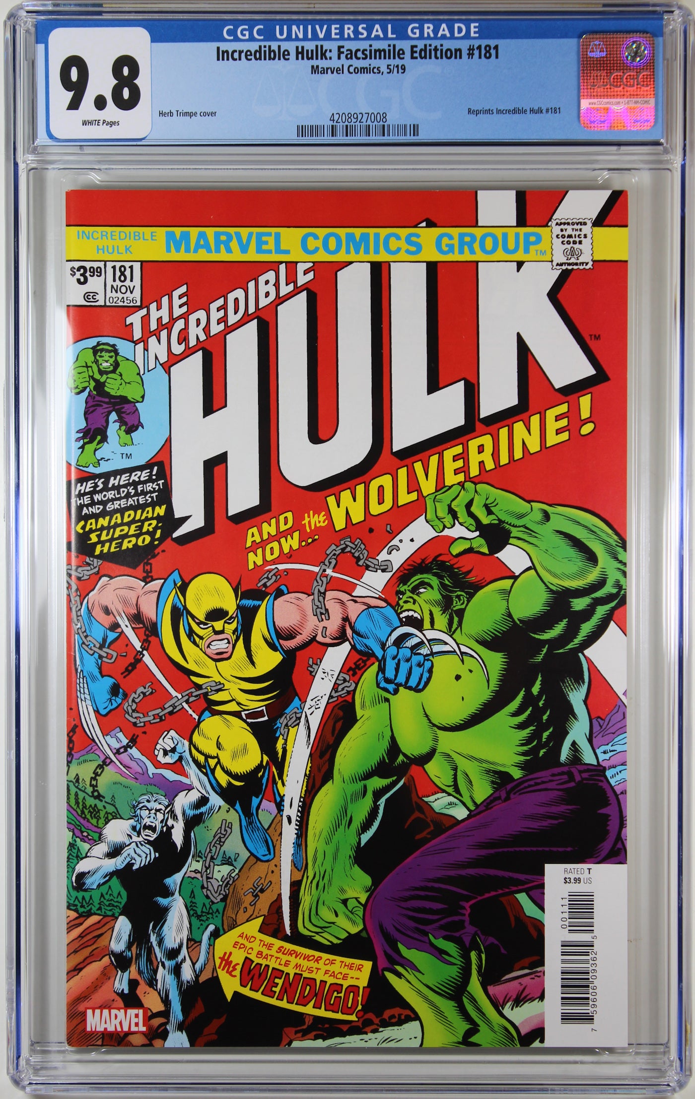 INCREDIBLE HULK #181 (FACSIMILE EDITION)(2019) ~ CGC Graded 9.8