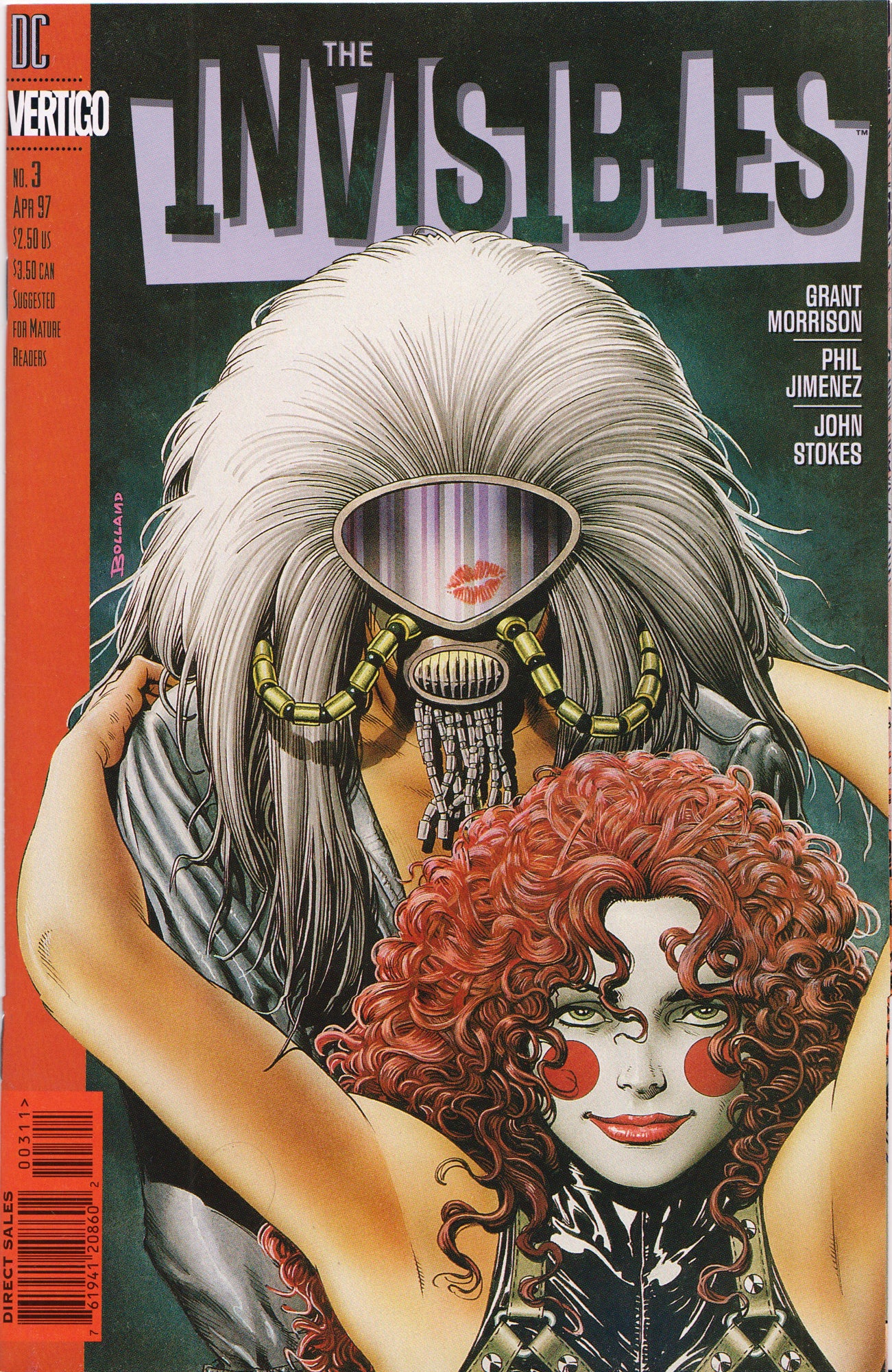 THE INVISIBLES #3 (BRIAN BOLLAND COVER) COMIC BOOK ~ DC/Vertigo Comics