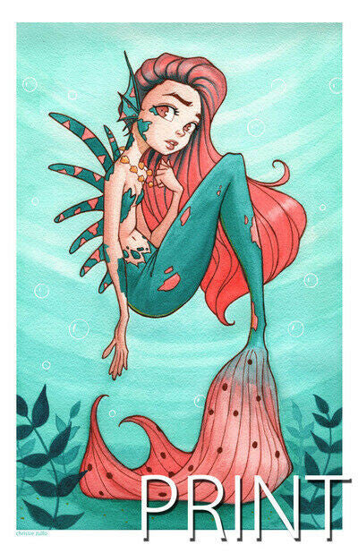 LITTLE MERMAID ART PRINT ~ Signed by Chrissie Zullo ~ 11" x 17"