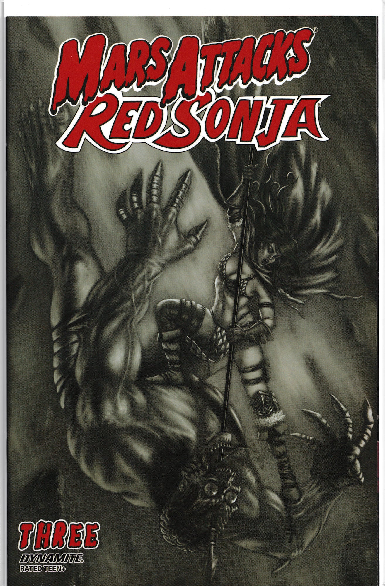 MARS ATTACKS RED SONJA #3 (STRATI B&W VARIANT) ~ Dynamite Entertainment