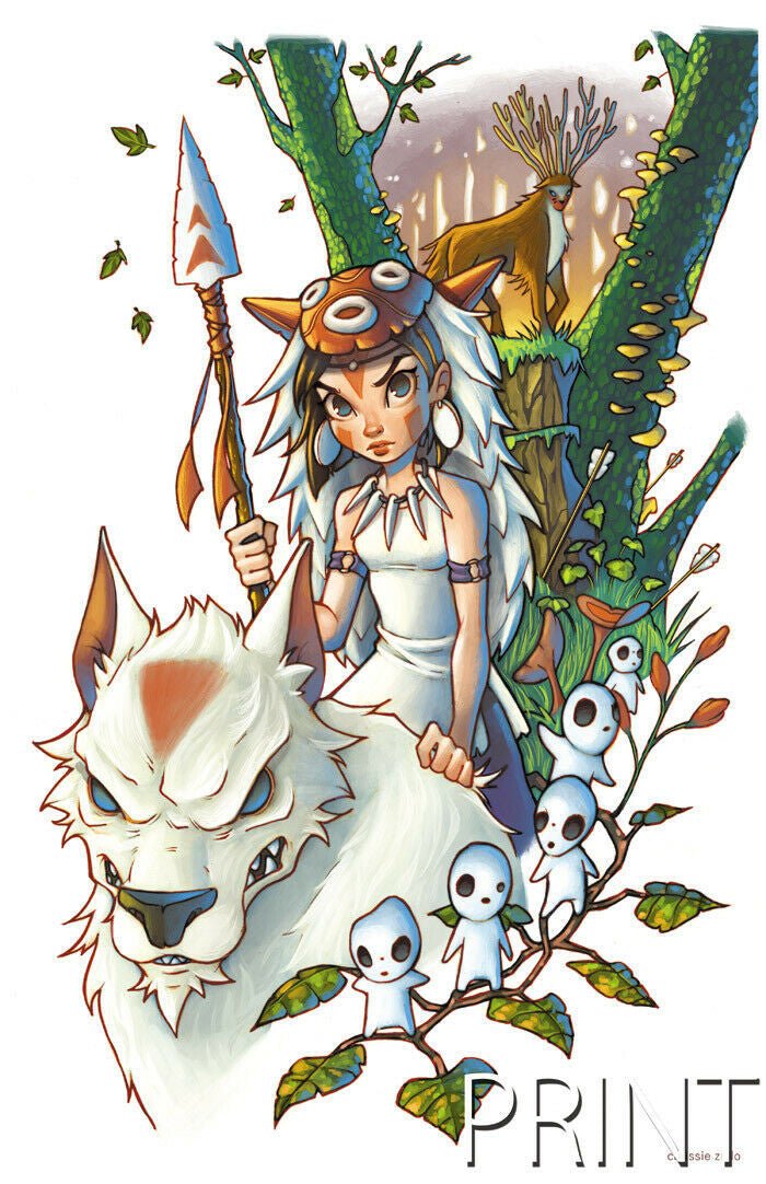 PRINCESS MONONOKE ART PRINT ~ Signed by Chrissie Zullo ~ 11" x 17"