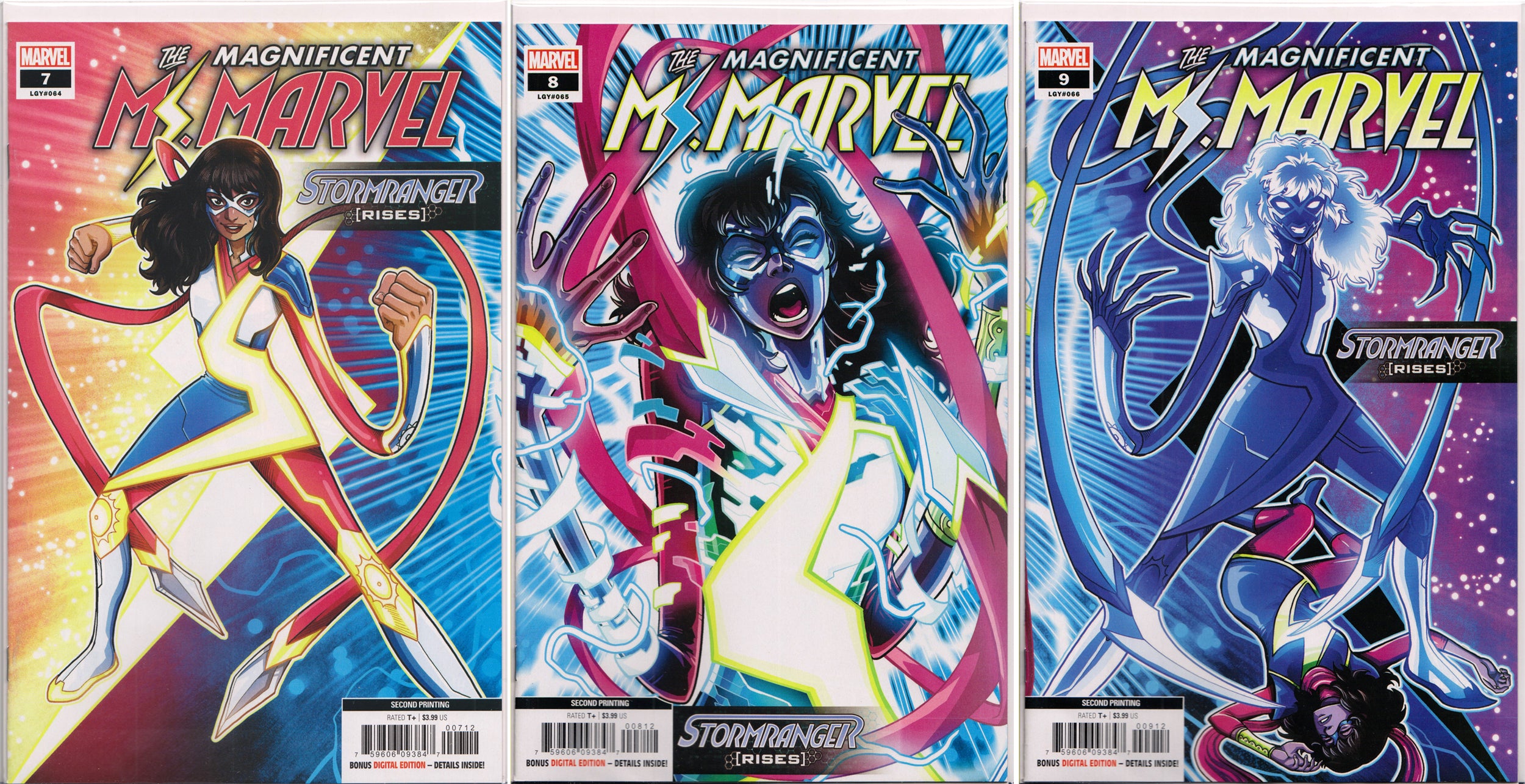 MARVELOUS MS. MARVEL #7,8,9 CONNECTING VARIANTS 2ND PRINT SET ~ Marvel Comics