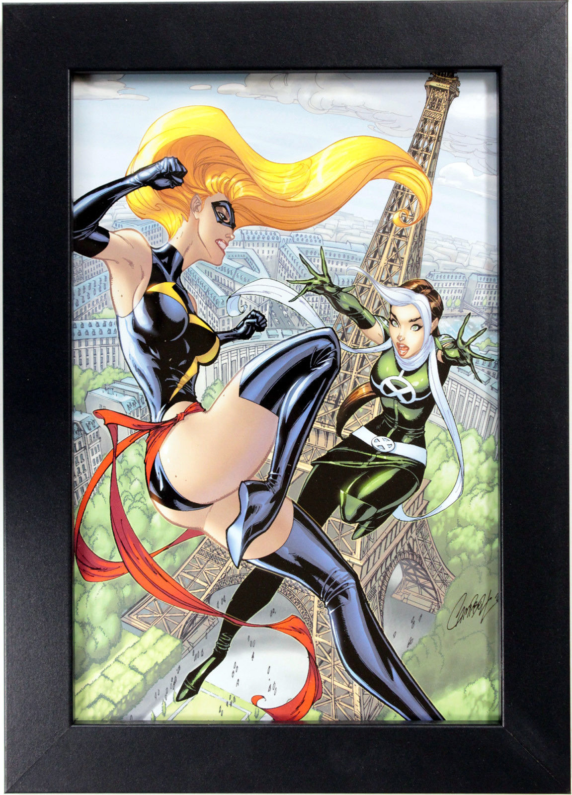 MS. MARVEL vs. ROGUE by J. Scott Campbell ~ FRAMED ART ~ (Print/Poster)