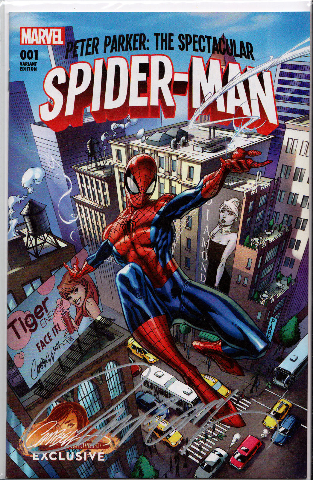 PETER PARKER: THE SPECTACULAR SPIDER-MAN #1A SIGNED BY J. SCOTT CAMPBELL ~ RARE