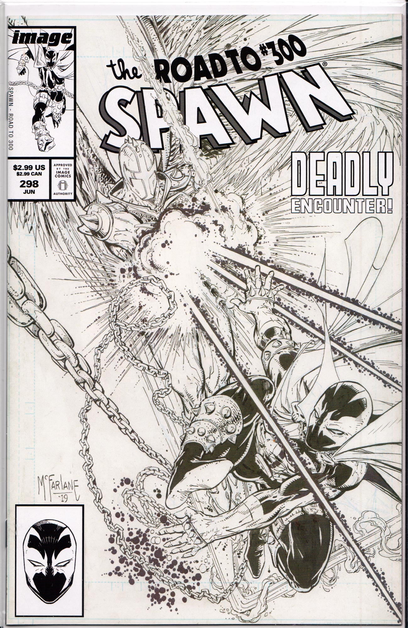 SPAWN #298 (B&W VARIANT) COMIC BOOK ~ Image Comics