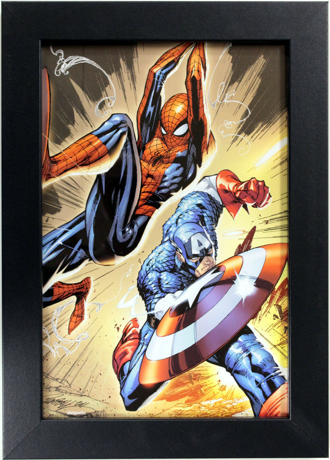 SPIDER-MAN & CAPTAIN AMERICA by J. Scott Campbell ~ FRAMED ART ~ (Print/Poster)