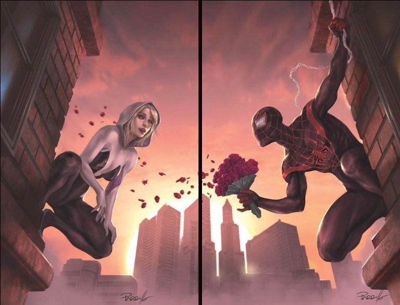 SPIDER-GWEN: SHADOW CLONES #1/MILES MORALES: SPIDER-MAN #4 (LUCIO PARRILLO CONNECTING VIRGIN VARIANT SET)(2023)