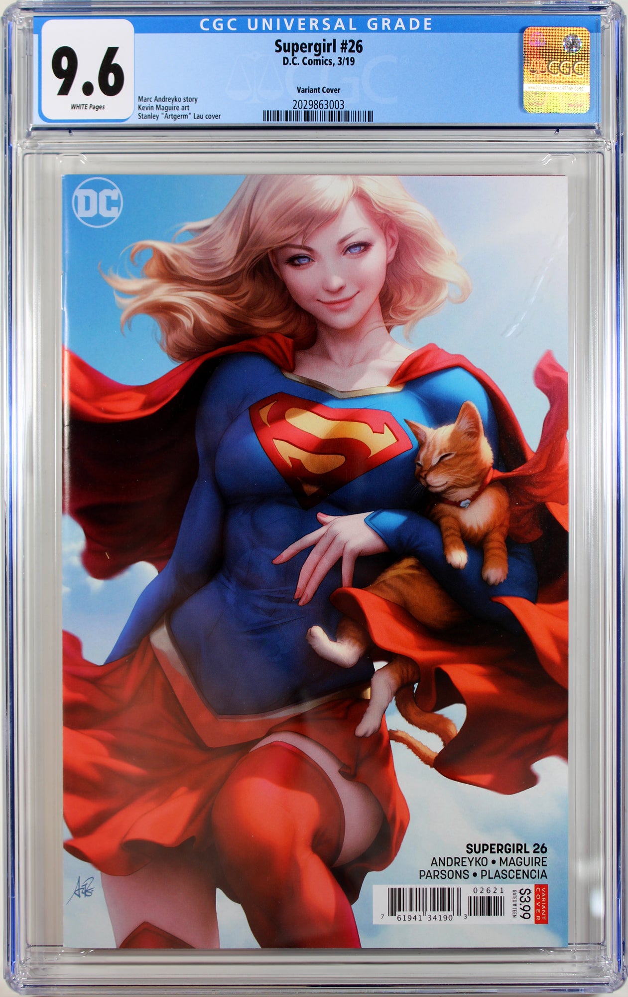 SUPERGIRL #26 (STANLEY "ARTGERM" LAU VARIANT) COMIC BOOK ~ CGC 9.6 NM+