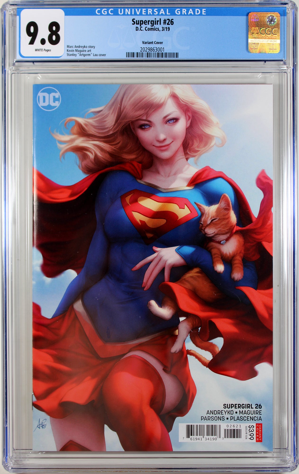 SUPERGIRL #26 (STANLEY "ARTGERM" LAU VARIANT) COMIC BOOK ~ CGC 9.8 NM/M