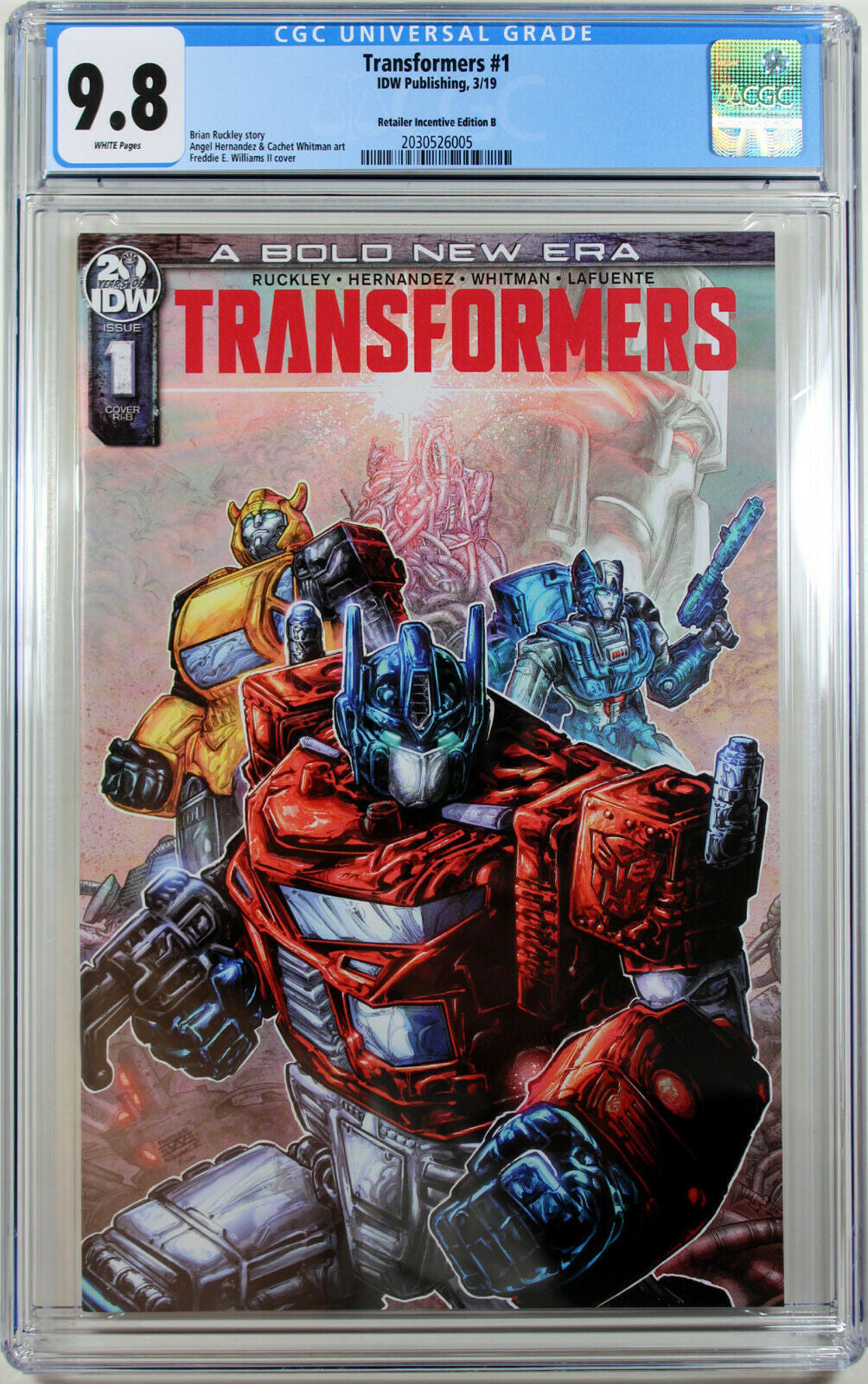 TRANSFORMERS #1 GRADED (RETAILER INCENTIVE EDITION B) COMIC BOOK ~ CGC 9.8 NM/M