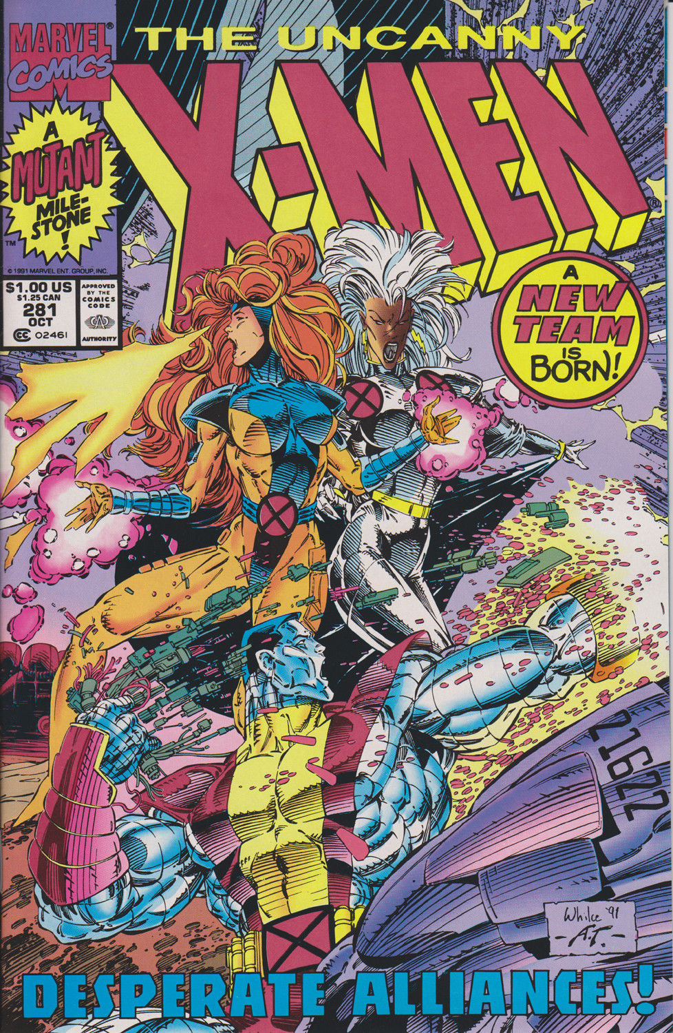 UNCANNY X-MEN #281 (2ND PRINT) COMIC BOOK ~ Whilce Portacio Art ~ Marvel Comics