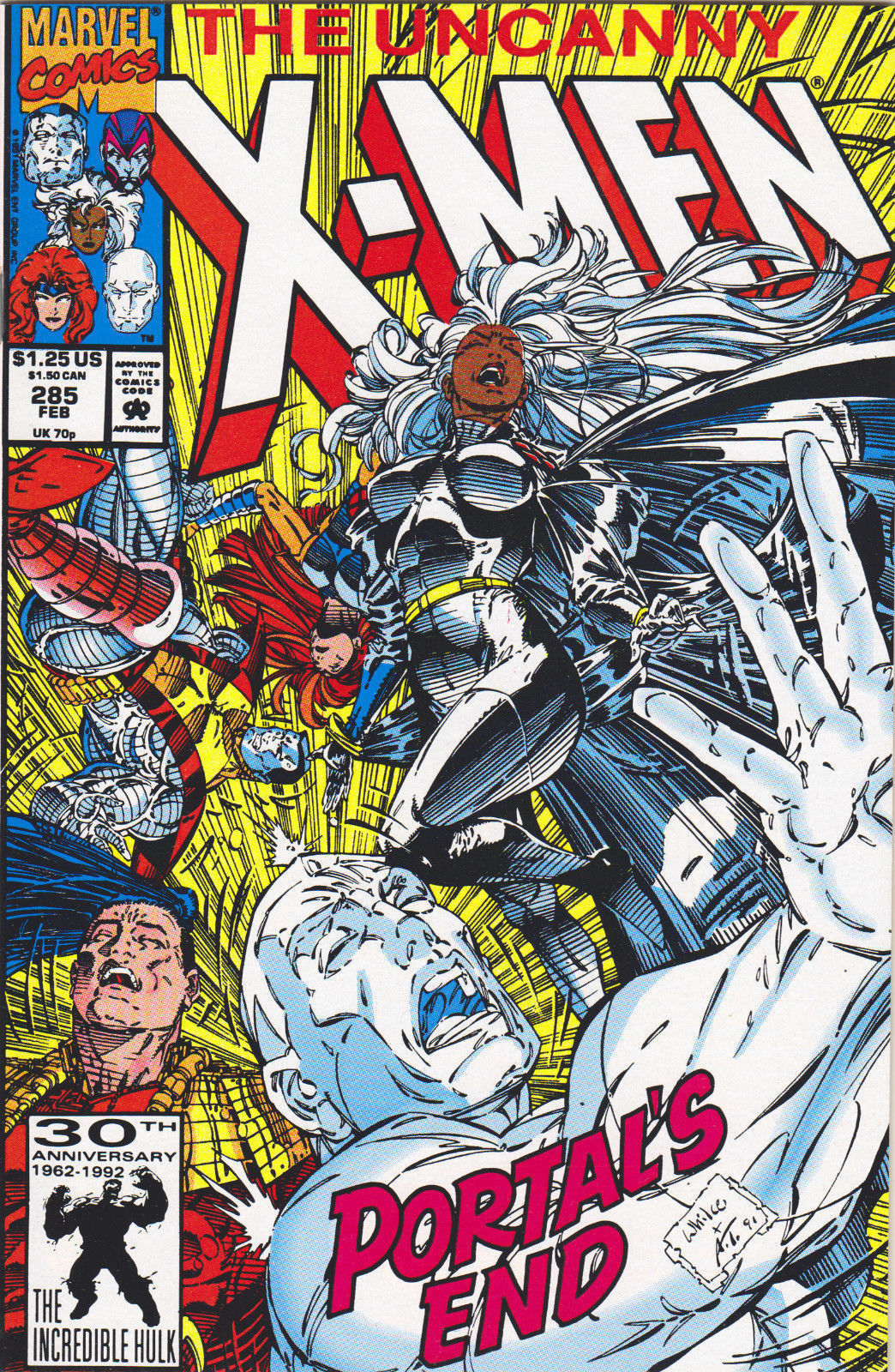 UNCANNY X-MEN #285 (1ST PRINT) COMIC BOOK ~ Whilce Portacio Art ~ Marvel Comics