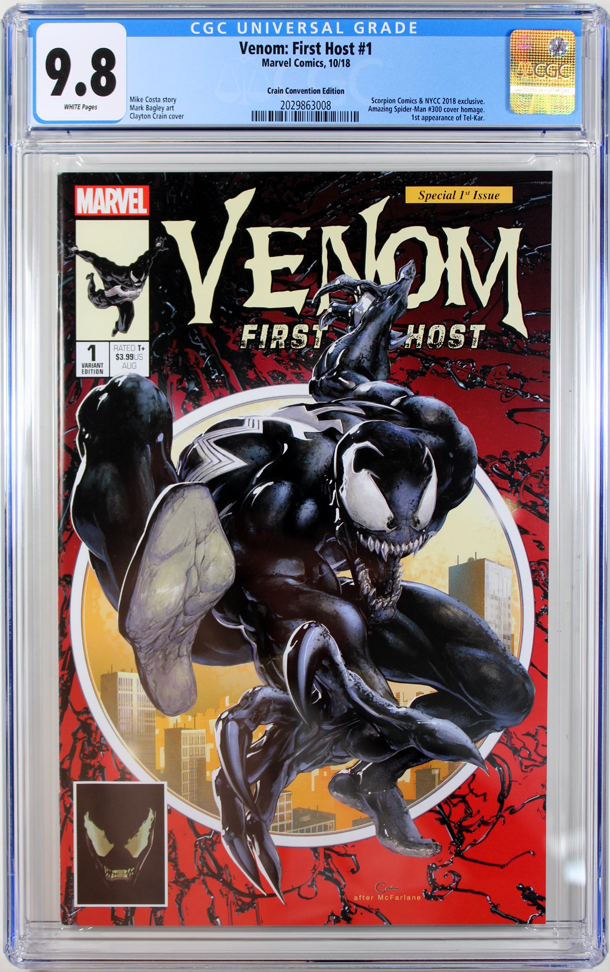 VENOM: FIRST HOST #1 (CLAYTON CRAIN CONVENTION VARIANT) COMIC BOOK ~ CGC 9.8 NM/M