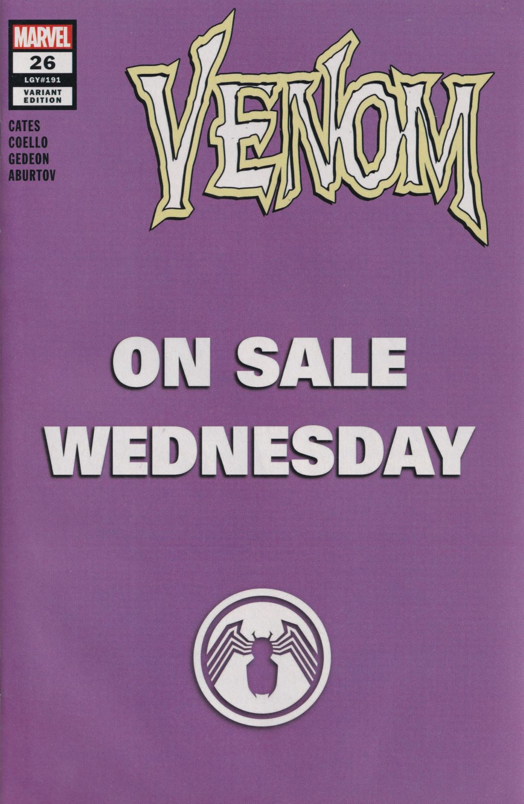 VENOM #26 (1ST VIRUS)("ON SALE WEDNESDAY" VARIANT) Comic Book - Marvel Comics