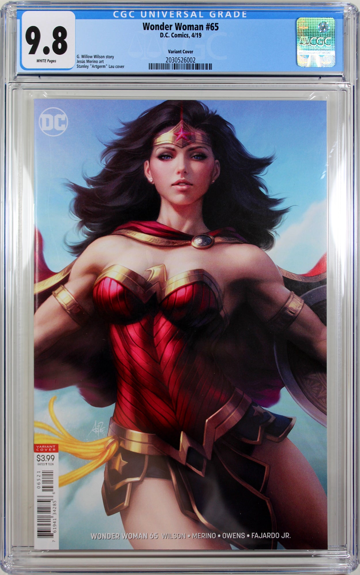 WONDER WOMAN #65 (STANLEY "ARTGERM" LAU VARIANT) COMIC BOOK ~ CGC 9.8 NM/M