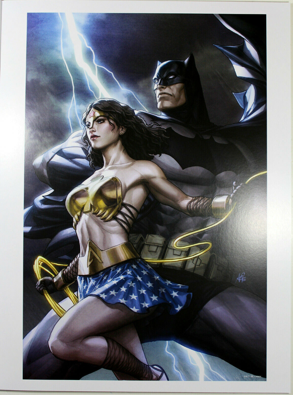 BATMAN/WONDER WOMAN PRINT by Stanley "Artgerm" Lau ~ 12" x 16" ~ Great Condition