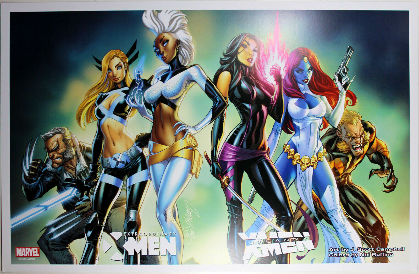 X-MEN/EXTRAORDINARY X-MEN ART PRINT by J. Scott Campbell ~ 11" x 17"